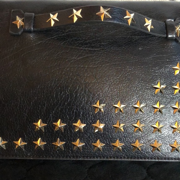 JNB Star studded, black clutch/handbag, with detachable 24 in. gold chain.💫 - Picture 2 of 7